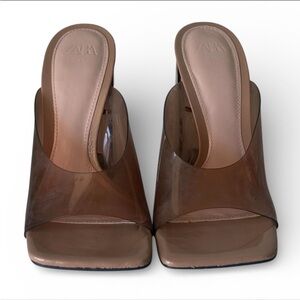 Zara Brown Clear PVC Mule Slides